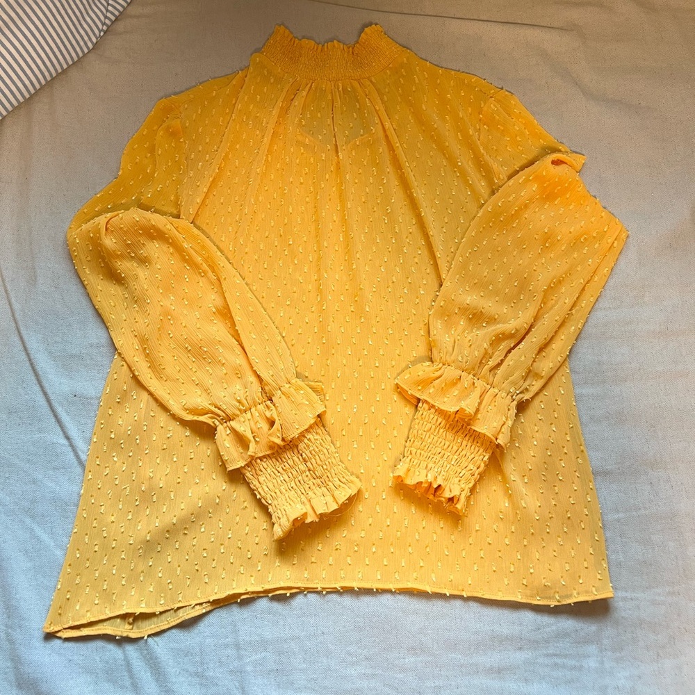 English Factory Ruffle Yellow Blouse Size Small - Picture 2 of 4